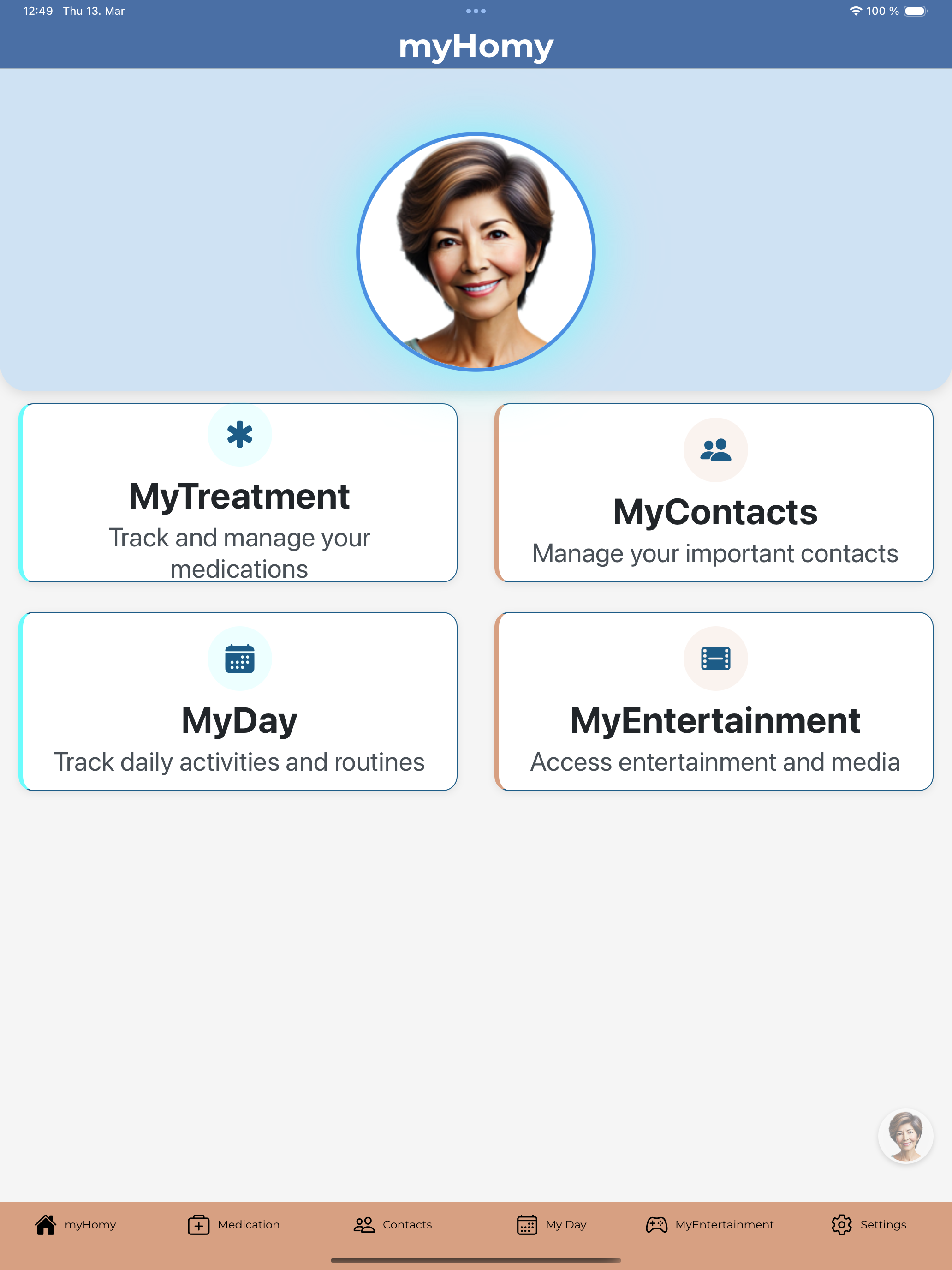 MyHomy app screenshot on iPad